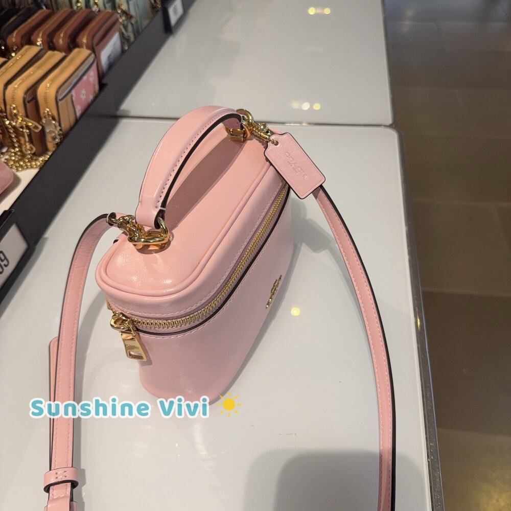 NWT Coach Rainer Crossbody Bag 18 CEO24 Gold/Soft Pink Shiny smooth leather - Picture 2 of 8